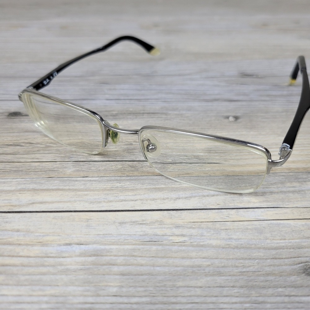 Ray-Ban Eyeglasses Frames RB6133 2502 Silver Black Rectangular Unisex 51-19-140
